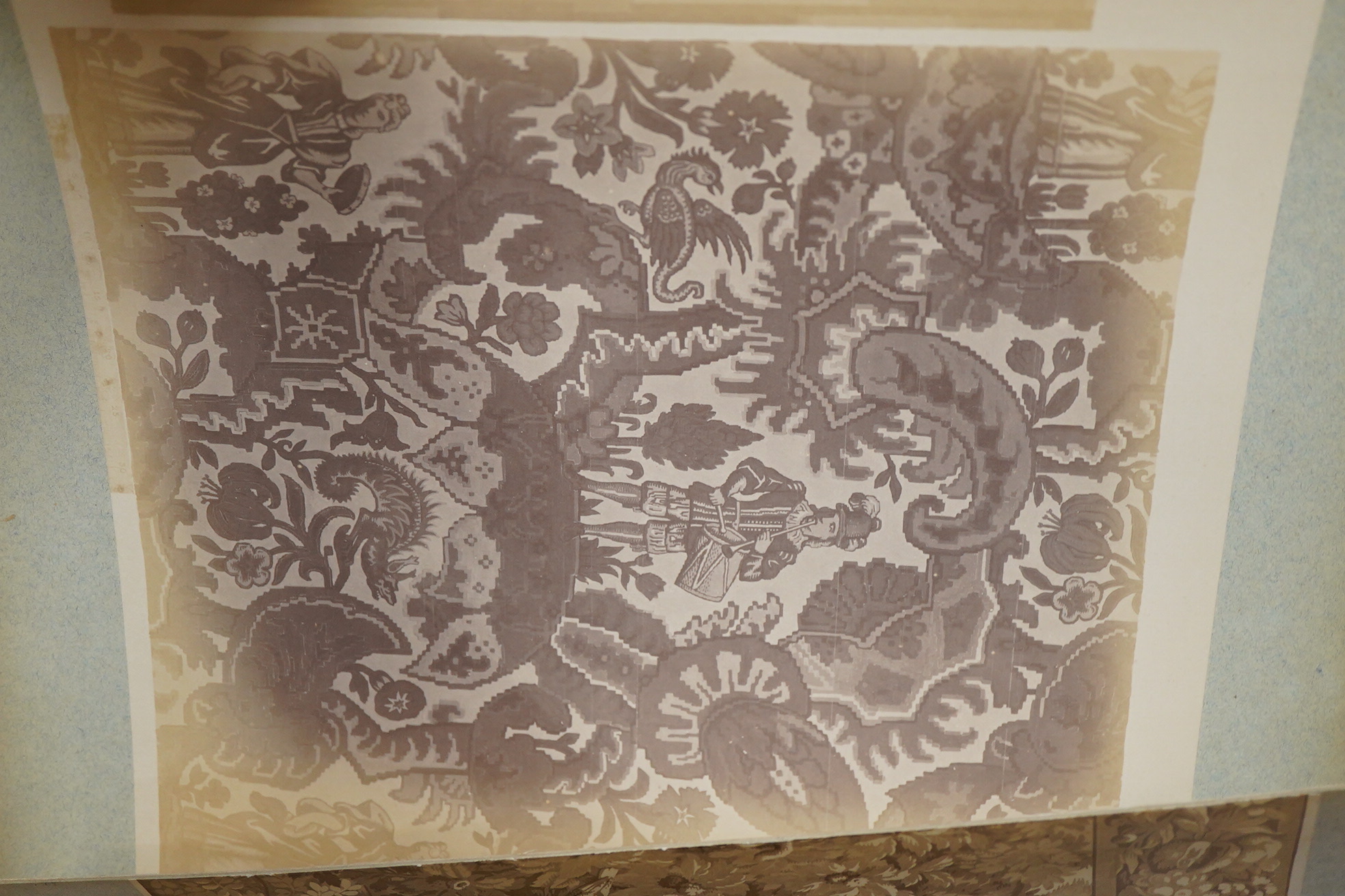 Arthur Martin, industrial designer; a portfolio of French textile designs recorded in the late 19th century as a photographic album sample design record.